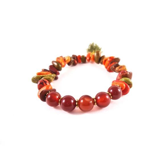 Orange Fall Bracelet Handmade Jewelry - Picture 2 of 3